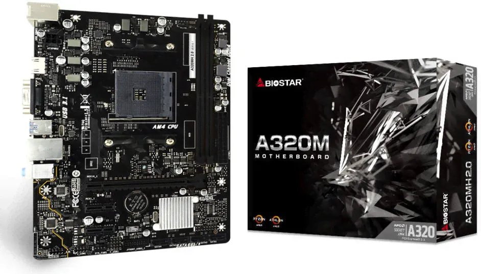 Материнская плата Biostar A320MH 2.0 Micro ATX, процессор AMD Socket AM4, Realtek RTL 8111H, Gigabit Ethernet, поддержка двухканальной памяти DDR4 32