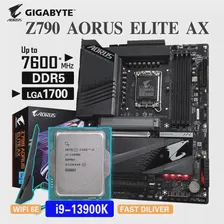 Материнская плата Gigabyte с процессором i9 Intel Core 13900 K CPU Combo Set Z790 AORUS ELITE AX DDR5 Материнская плата WIFI 6E PCIe 5.0 ATX