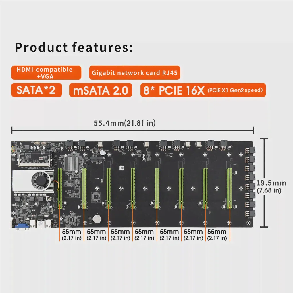 🛍 Материнская плата для компьютера 8 PCI-E 16X слотов, материнская плата со встроенным процессором DDR3-2