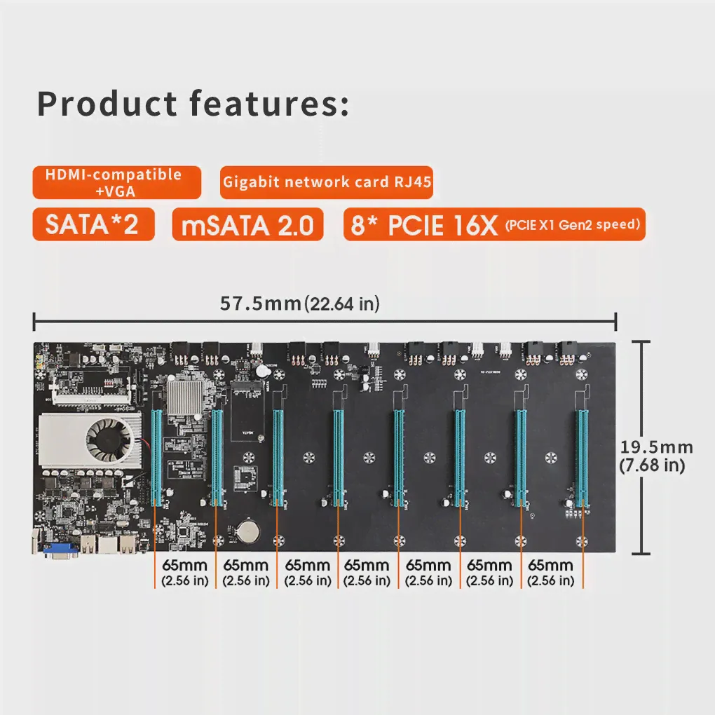 🛍 Материнская плата для компьютера 8 PCI-E 16X слотов, материнская плата со встроенным процессором DDR3-1