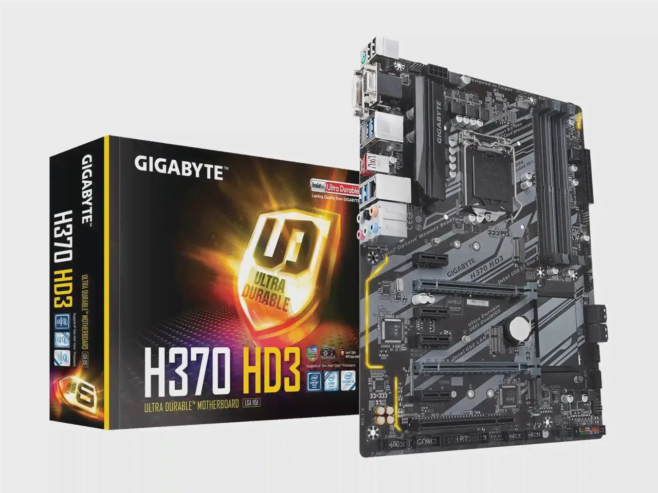 Материнская плата GIGABYTE H370 HD3 LGA 1151 (300 Series) Intel H370 HDMI SATA 6Gb/s USB 3.1 ATX Intel-0