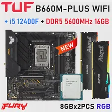Материнская плата Asus TUF GAMING B660M-PLUS WIFI LGA 1700 Комбинированный комплект процессора i5 12400F Kingston DDR5 Memory i5 12400F 16 ГБ оперативной памяти RGB