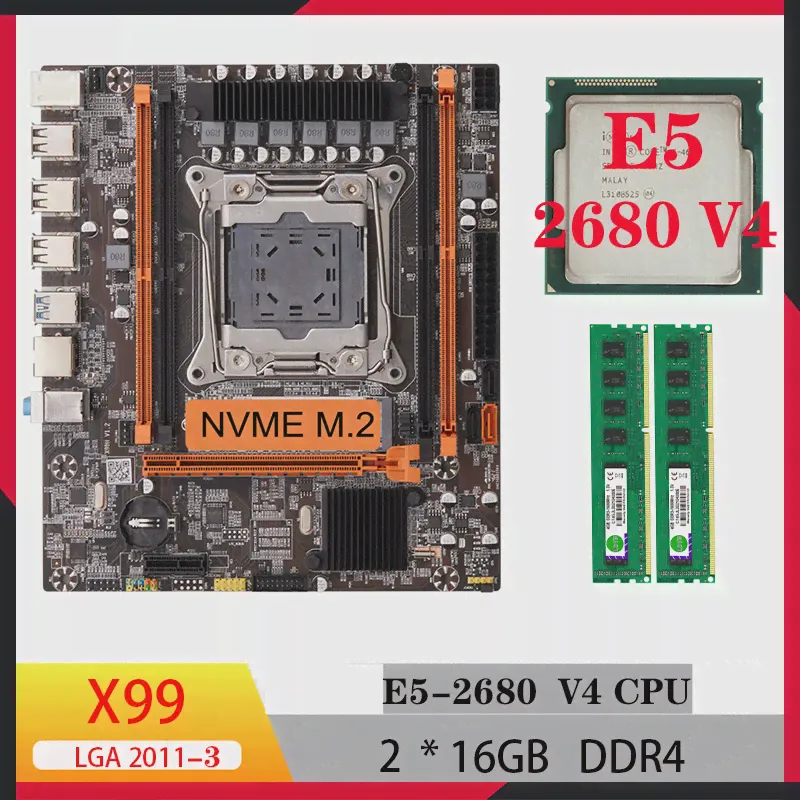 x99 компьютерная материнская плата xeon e5 2680 v4 cpu ddr4 комплект памяти x99 материнская плата для игрового ПК xeon combo set аксессуары для ПК (art.: 3920c1ed97e03)-0