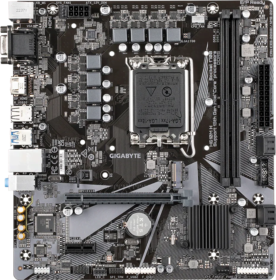 Материнская плата Gigabyte H610M H, DDR5, LGA 1700, mATX