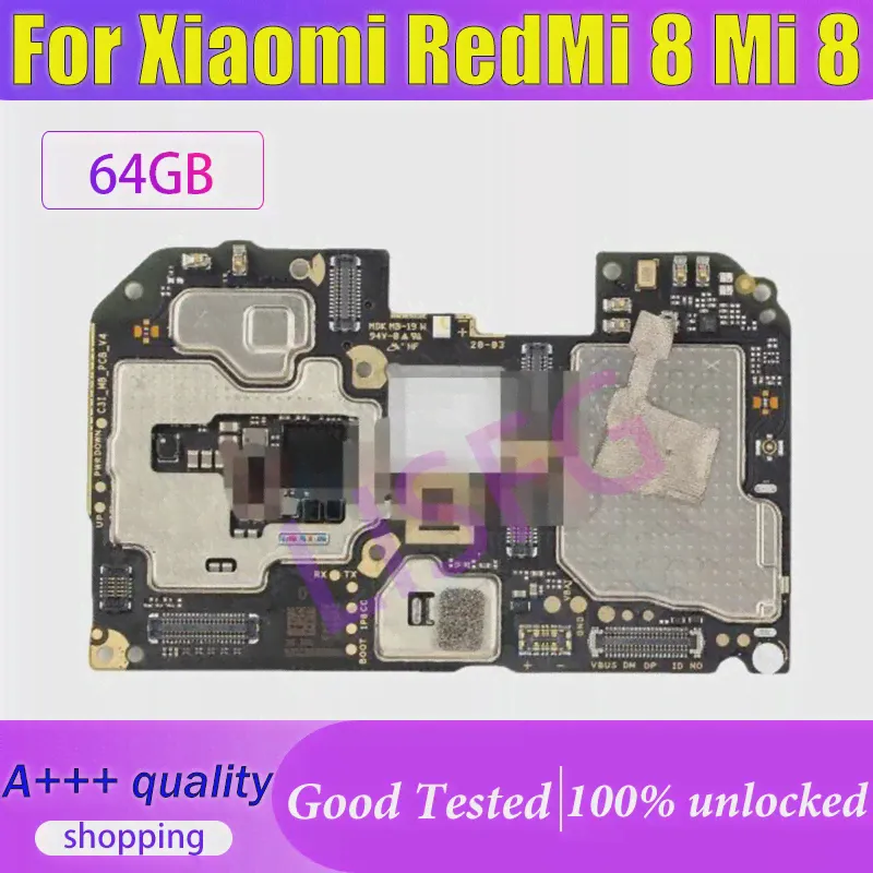🛍 Материнская плата 32 Гб 64 ГБ для материнской платы Xiaomi RedMi 8, материнская плата, логическая плата, рабочая хорошо разблокированная материнская плата-2