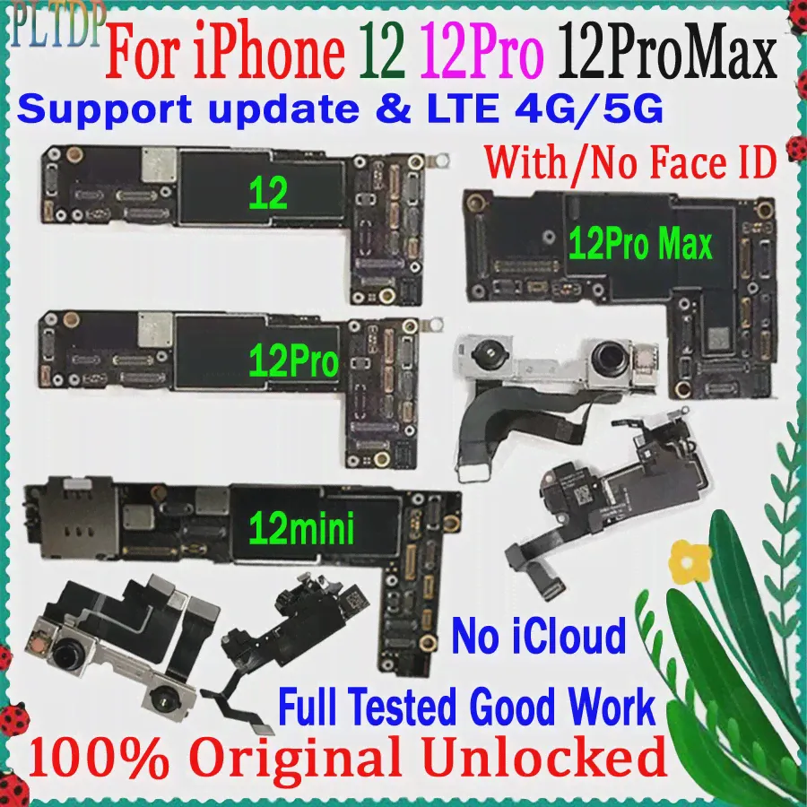 Бесплатная Доставка Чистый Icloud для iPhone 12 Pro Max 12MINI Материнская плата Оригинальная Разблокированная 100% Протестированная логическая плата 64G 128G 256G-0