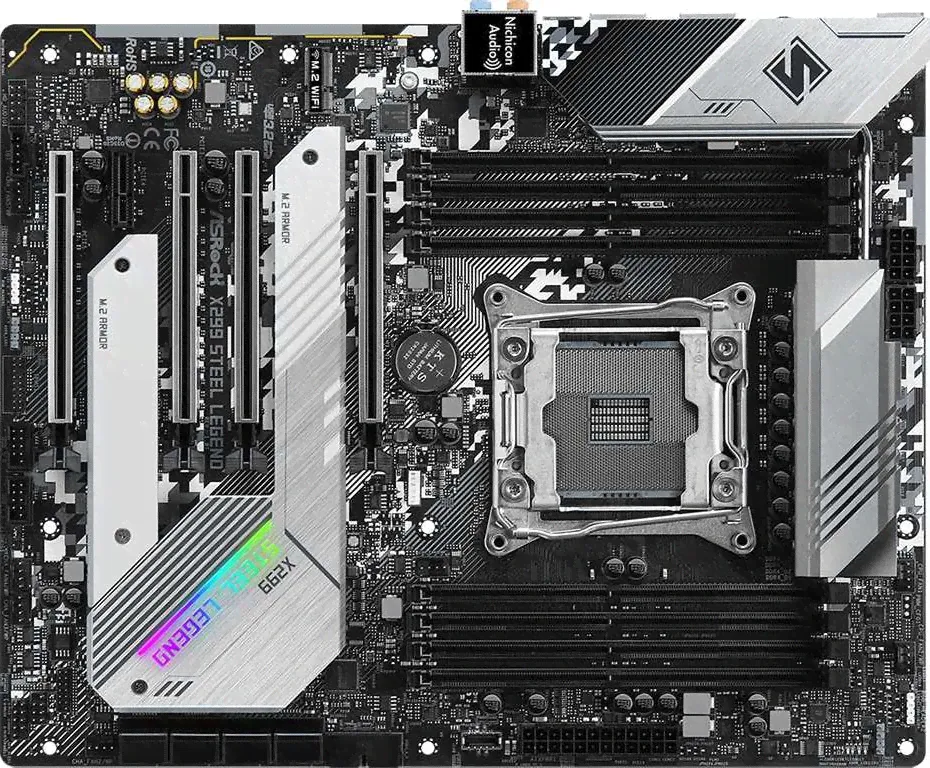 1388023 Материнская плата Asrock X299 STEEL LEGEND Soc-2066 Intel X299 8xDDR4 ATX AC`97 8ch(7.1) 2xGgE RAID