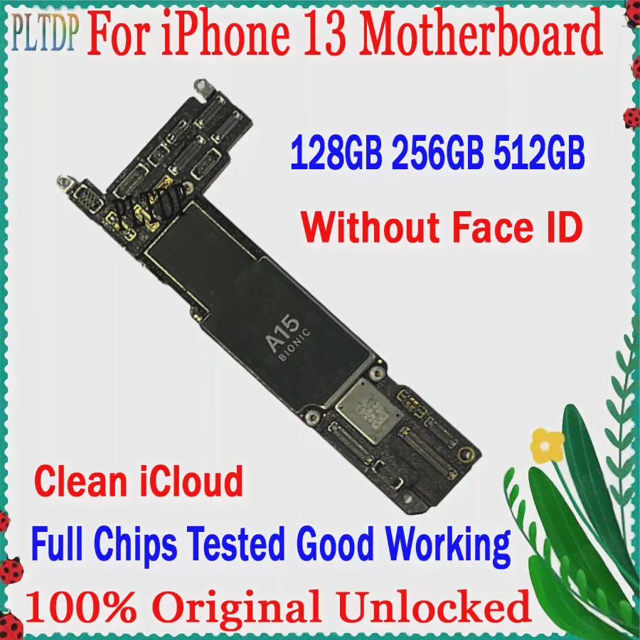Бесплатная Доставка Материнская плата Чистый iCloud Для iPhone 13 Материнская плата 128 ГБ 256 ГБ 512 ГБ Пластина Оригинальная Разблокировка Логической платы Полностью Протестирована