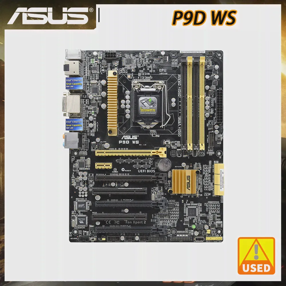 Материнская плата ASUS P9D WS, материнская плата 1150, Intel C226 DDR3 4 PCI-E 3,0 X16 32 Гб DVI HDMI 6 SATA III, поддержка Core i3i 5 i7 процессоров (art.: 3920be5212b38)-3