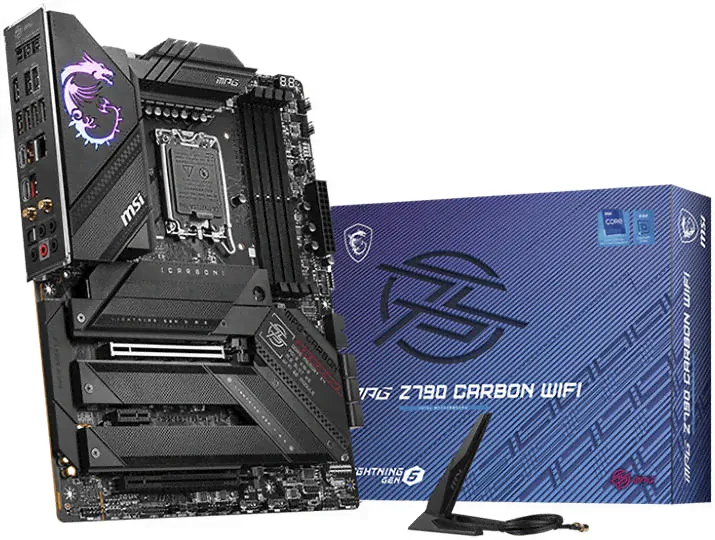 Материнская плата MSI MPG Z790 CARBON WIFI LGA 1700 ATX, набор микросхем Intel Z790, 4x DDR5, максимальная емкость памяти 128 ГБ, 2,5 Гбит/с LAN, Wi-F