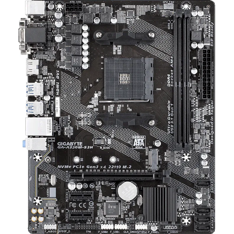 Материнская плата AM4 Gigabyte GA-A320M-S2H AM4 mATX