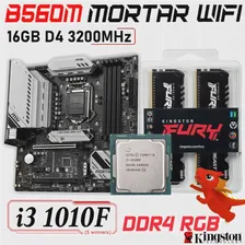 Материнская плата MSI MAG B560M MORTAR WIFI B560 + процессор Intel Core i3 10100F + Kingston DDR4 16GB RAM 10105F Kit CPU Combo i5 LGA 1200