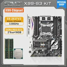 Материнская плата SZMZ X99 S3 LGA 2011 V3 в комплекте с процессором xeon e5 2637 V3 и 16 ГБ памяти DDR4 Комбинированные материнские платы placa mae X99