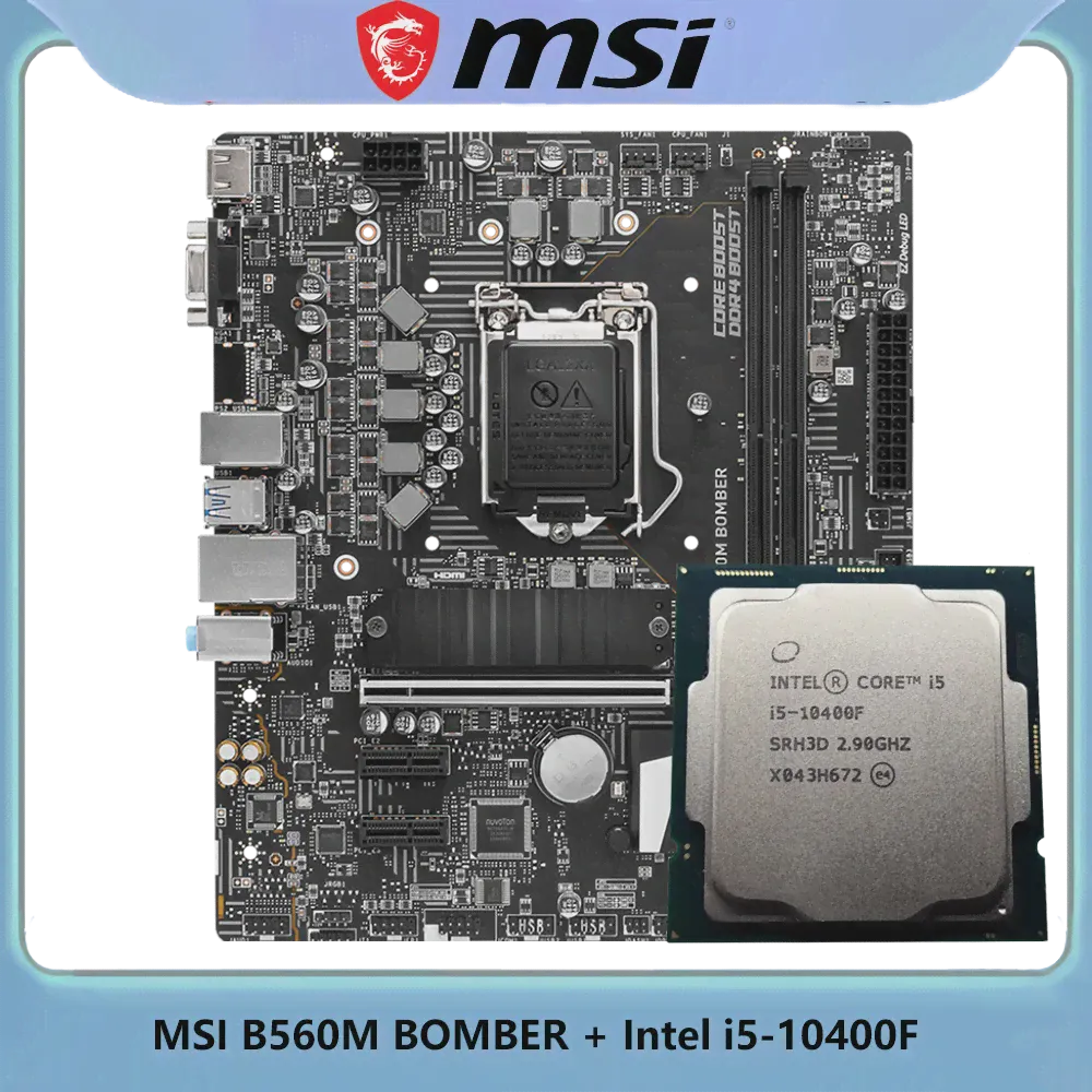 Процессор Intel i5-10400F + Материнская плата MSI B560M BOMBER DDR4 LGA 1200 B560 Matx для ПК и игр (art.: 3920be1dac16e)-0
