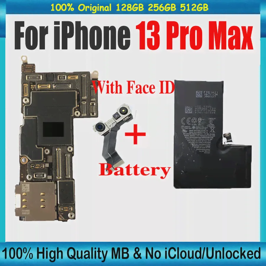 Чистая Пластина iCloud Для iPhone 13 Pro Max 128 гб / 256 гб Материнская Плата С Аккумулятором + FACE ID Оригинальная Разблокированная Материнская Плата Полностью Рабочая