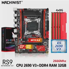 MACHINIST X99 материнская плата комплект Xeon E5 2690 V3 процессор 32 Гб (4*8G) DDR4 RAM настольная ПАМЯТЬ НАБОР LGA 2011-3 Nvme M.2 M-ATX RS9 (art.: 3920c065e9e76)