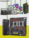 Материнская плата HUANANZHI, материнская плата с M.2 512G SSD, видеокарта RX580 4GD5, двойной процессор Xeon E5 2680 V2, с кулером, ОЗУ 128 Гб (8*16 ГБ), RECC (art.: 3a38240877f)